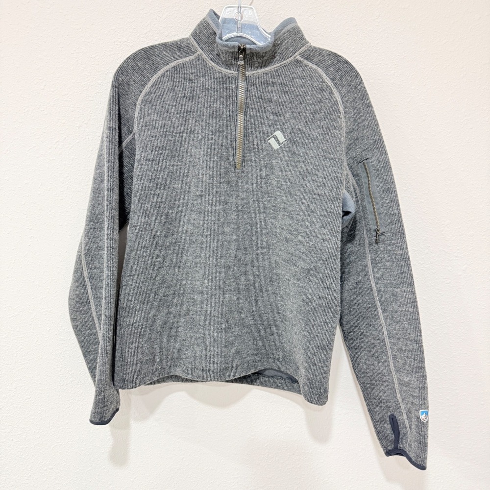 KUHL Thor Quarter Zip Pullover Sweater Small Gray Wool Blend Gorpcore Outdoor